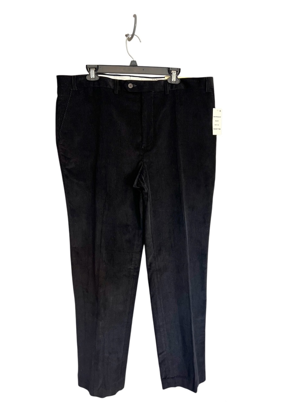 NWT Lauren Ralph Lauren black corduroy flat front slim straight pant sz 40x32